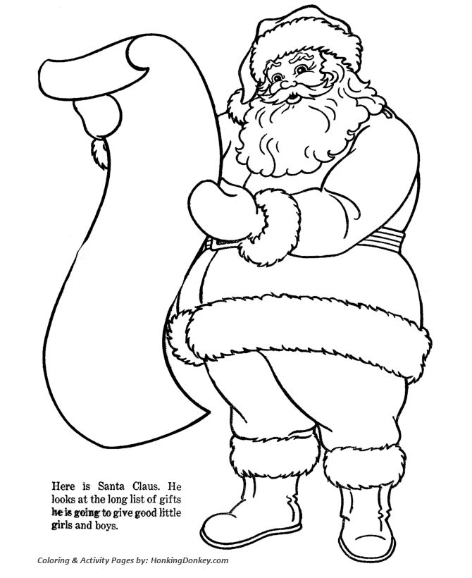 Fill in santas list coloring page santa coloring pages christmas coloring sheets christmas coloring pages