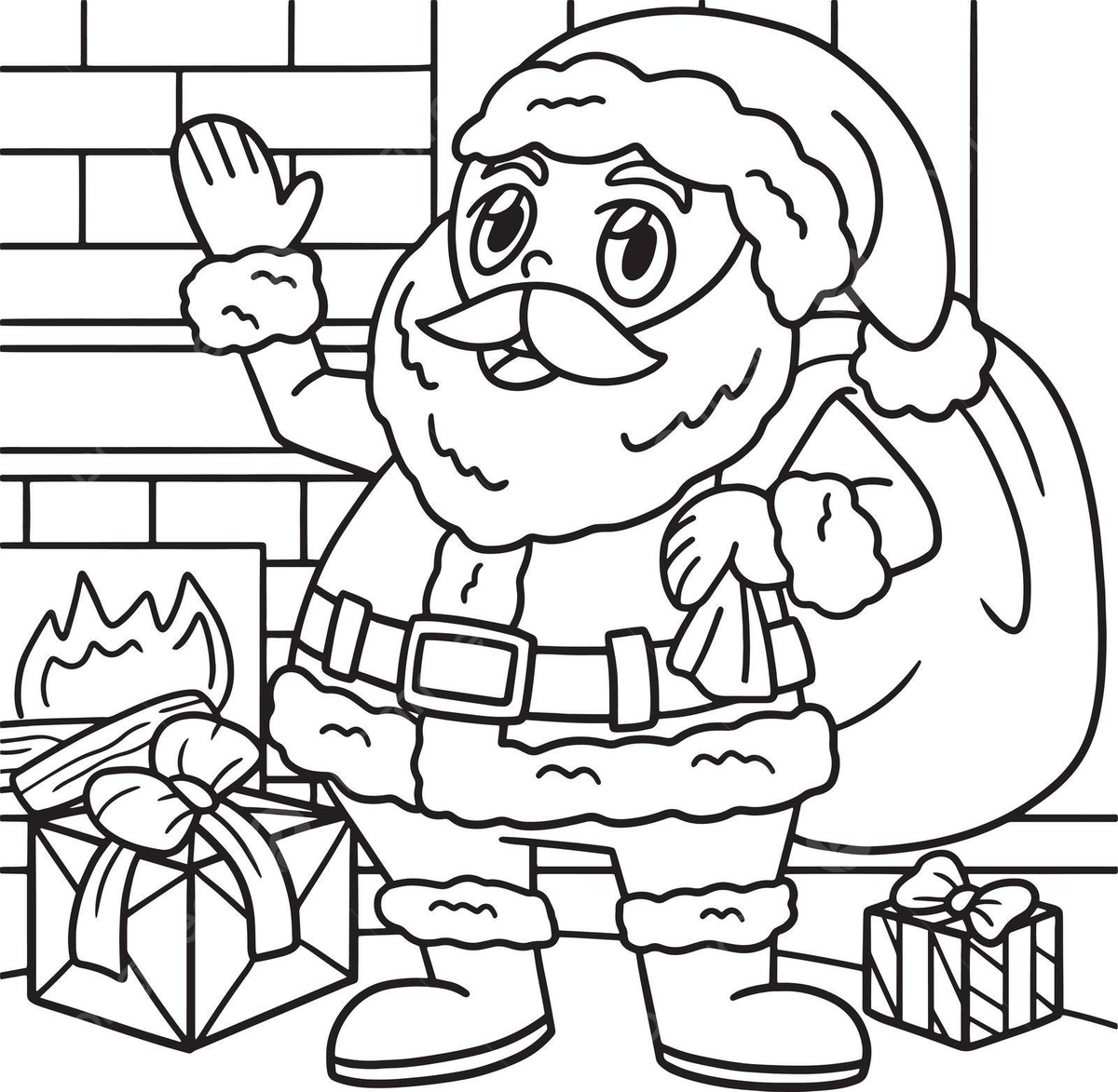 Santa claus coloring page for kids line season design vector line season design png and vector with transparent background for free download