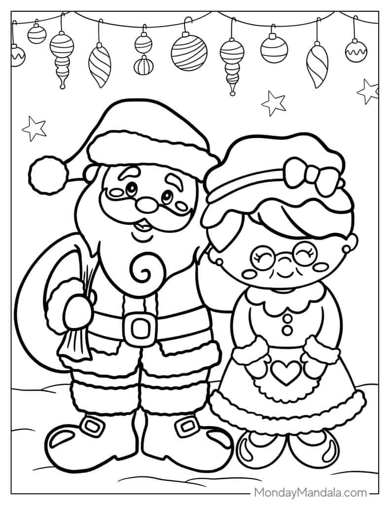 Santa coloring pages free pdf printables