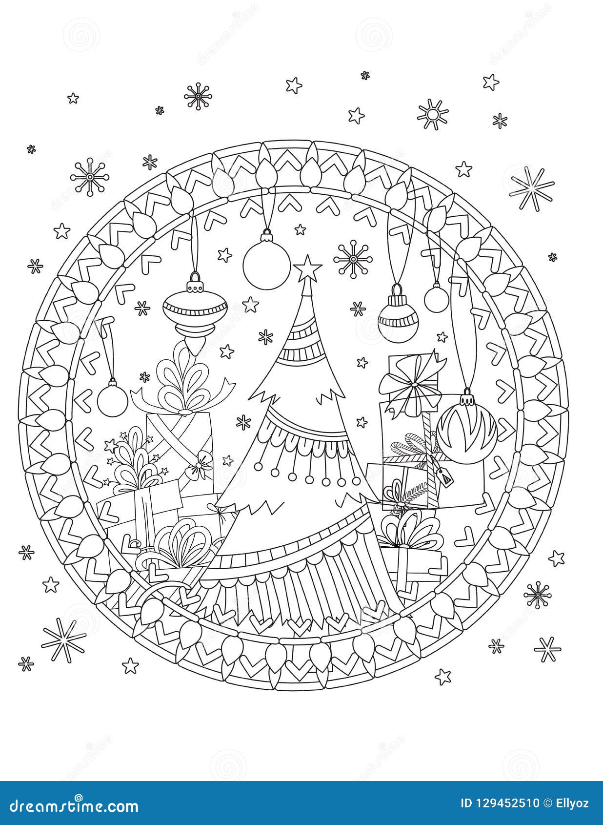 Christmas coloring page stock illustration illustration of mandala