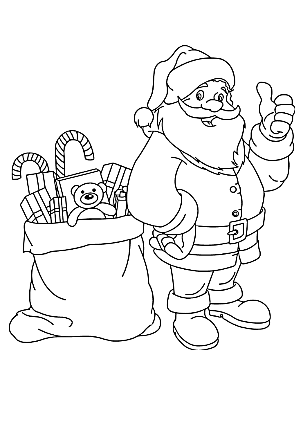 Free printable santa claus gifts coloring page for adults and kids