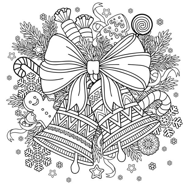 Coloring book of christmas tree and gifts stock illustrations royalty