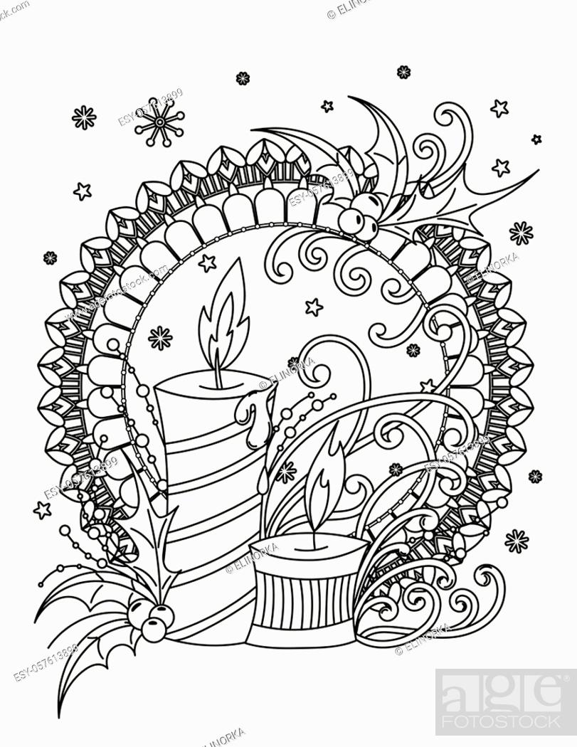 Christmas mandala coloring page adult coloring book holiday decor candales hilly barries stock vector vector and low budget royalty free image pic esy