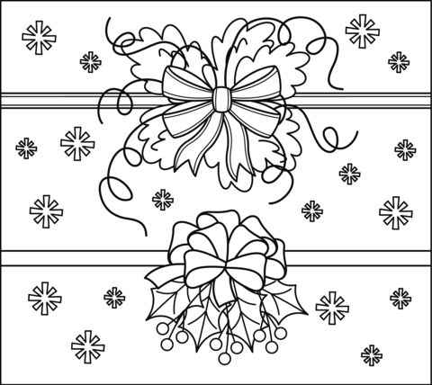 Christmas ribbon coloring page free printable coloring pages