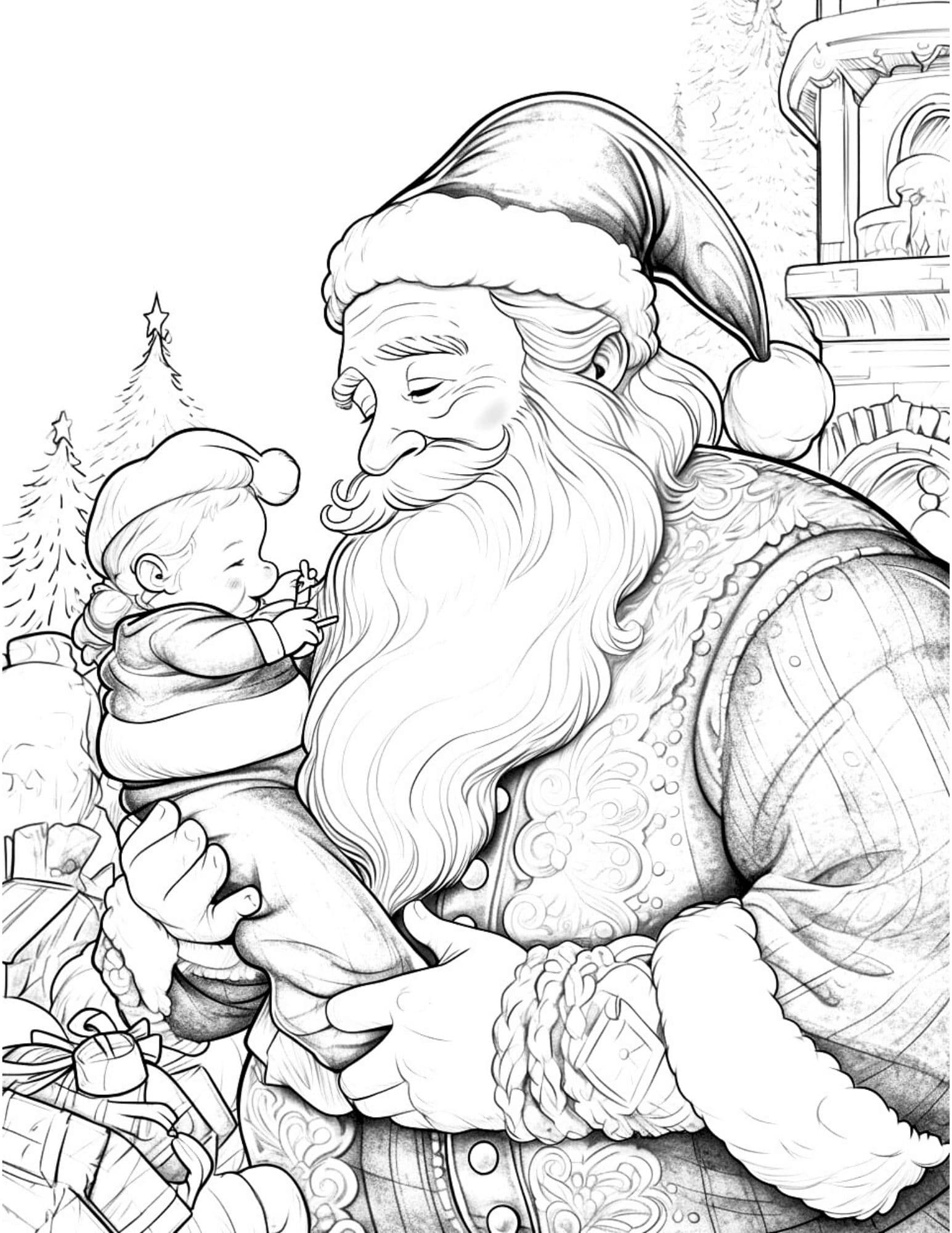 Cheerful christmas coloring pages for kids and adults