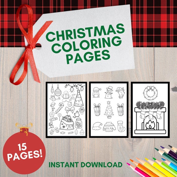 Christmas coloring pages christmas themed coloring pages santa claus reindeer christmas trees instant download