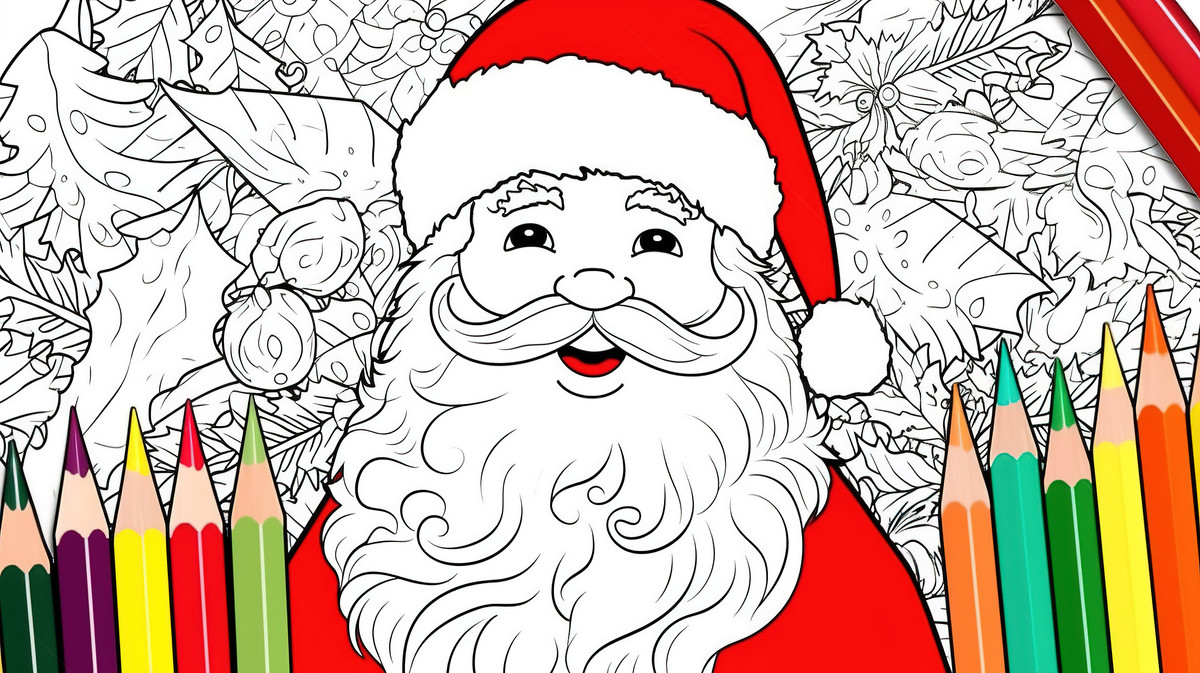 Santa claus coloring book with colored pencils background free christmas coloring pictures christmas christmas powerpoint background image and wallpaper for free download