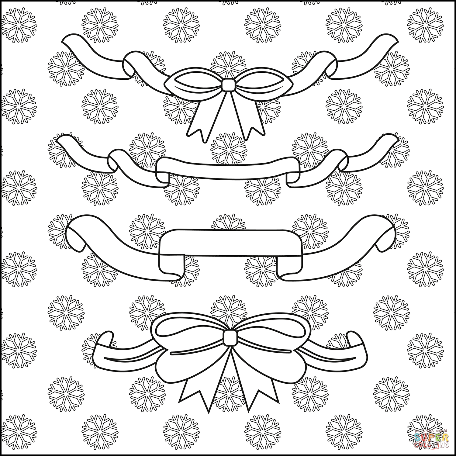 Christmas ribbon coloring page free printable coloring pages