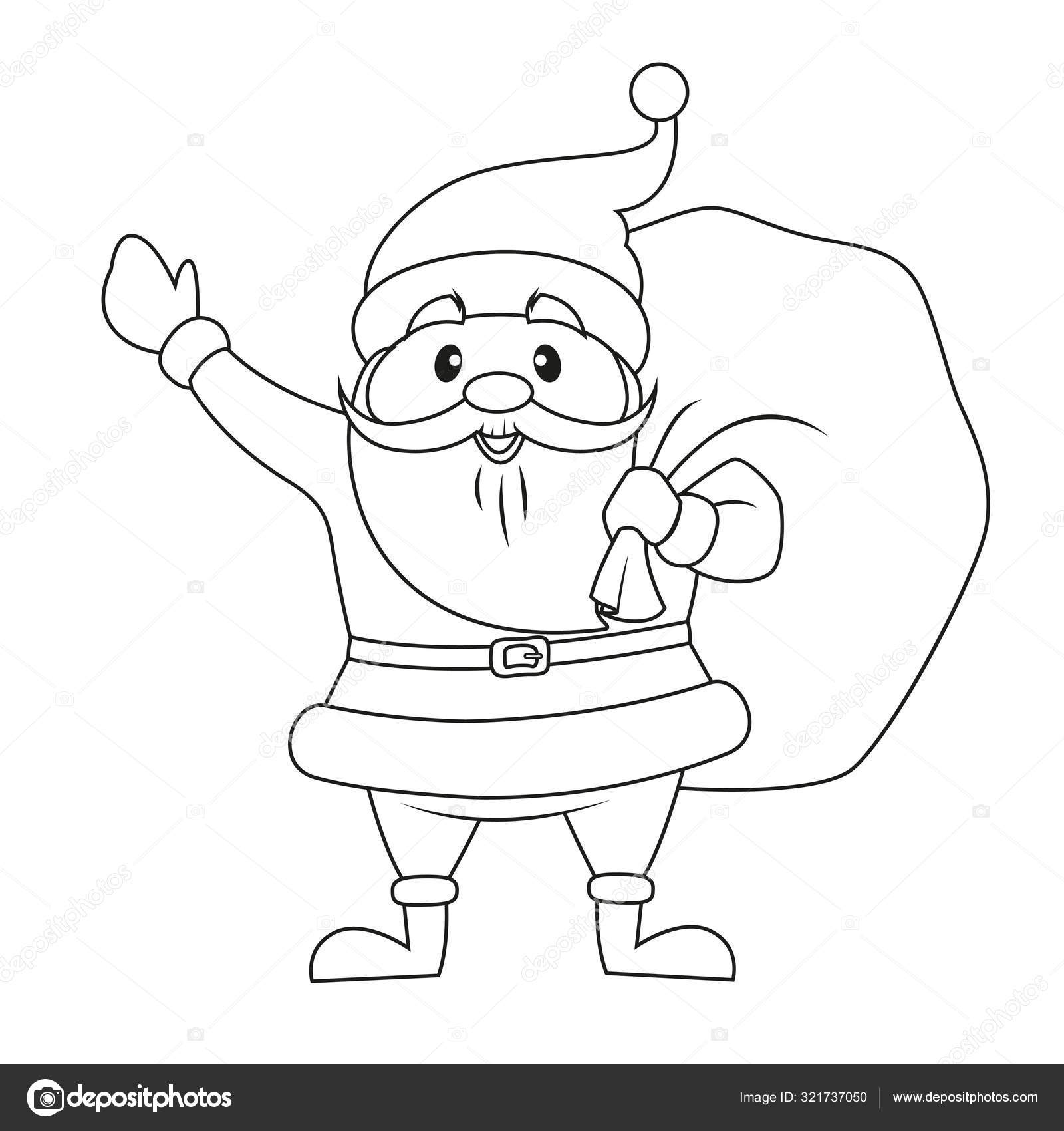 Santa claus christmas gifts bag black white vector illustration coloring stock vector by alka