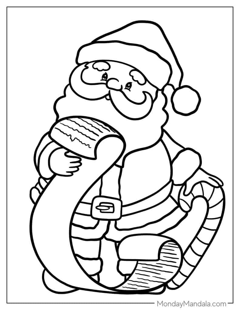 Santa coloring pages free pdf printables