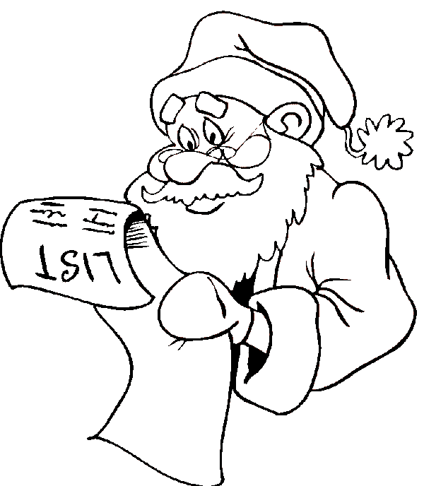 Santa checks his list coloring book page santa claus coloring page making his list checking it twice