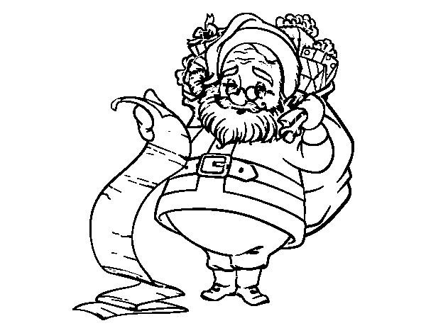 Santa claus list coloring page