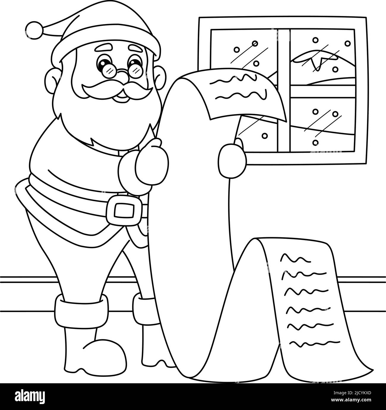 Vector illustration coloring page santa black and white stock photos images