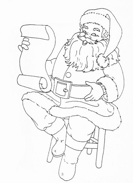 Santa with list christmas coloring sheets christmas colors christmas drawing