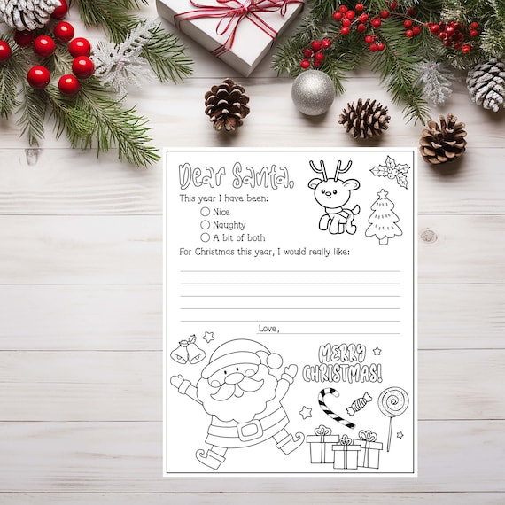 Letter to santa coloring page christmas letter to santa for kids christmas wish list santa letter christmas letter to santa claus chr