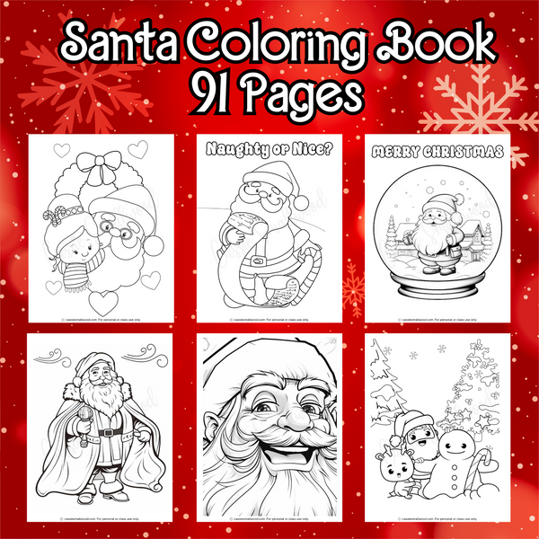 Printable santa coloring book santa coloring pages â cassie smallwood