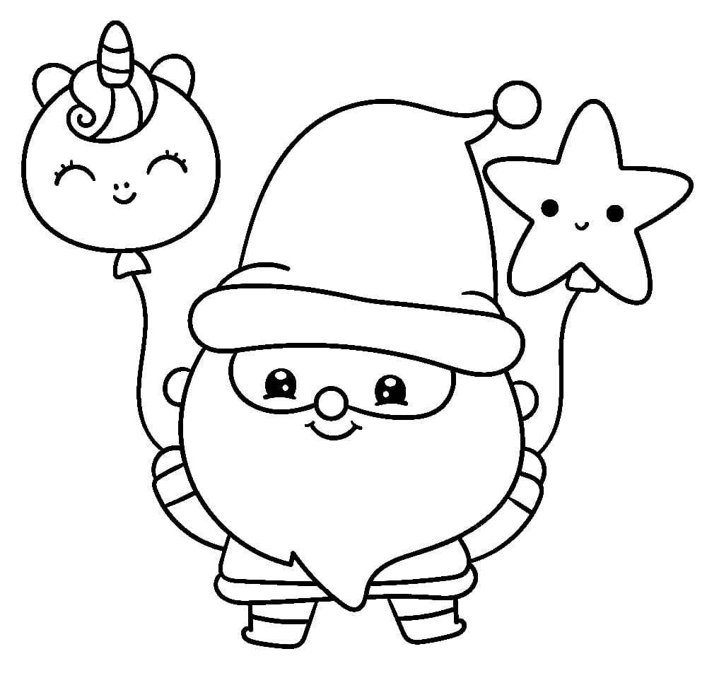 Cute christmas little santa coloring page