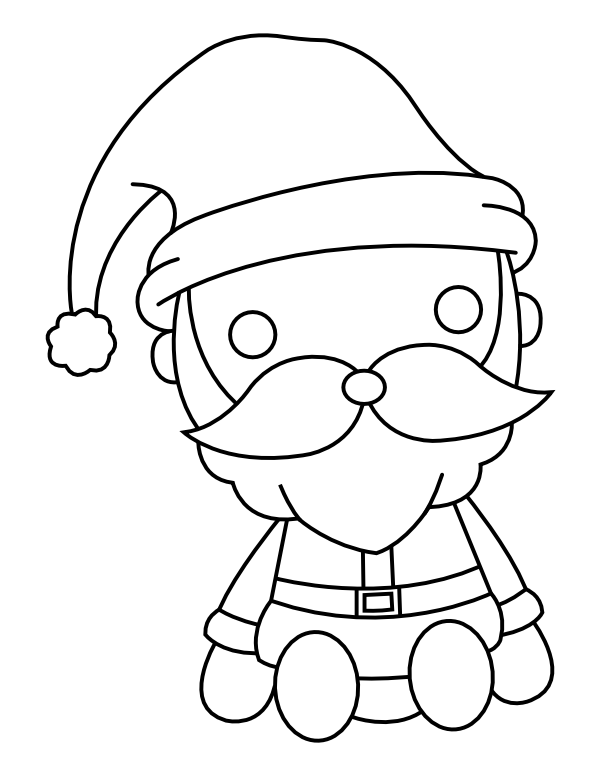 Printable kawaii santa claus coloring page