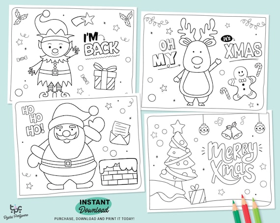 Christmas coloring pages printable holiday activities all ages fun games kids activities set printable santa coloring sheets