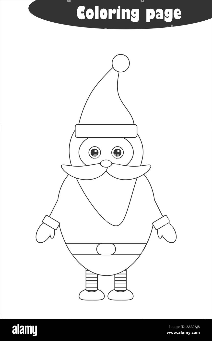 Santa claus in cartoon style coloring page christmas education paper game for the development of children kids preschool activity printable stock vector image art