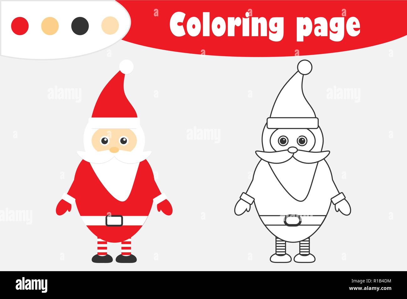 Santa claus in cartoon style christmas coloring page education paper game for the development of children kids preschool activity printable worksh stock vector image art