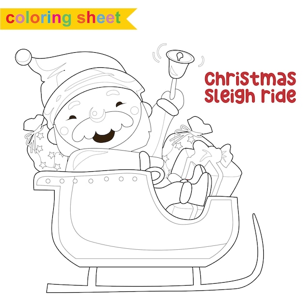 Premium vector christmas coloring page cute and funny cartoon characters coloring game for preschool children