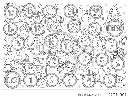 Christmas black and white board game for