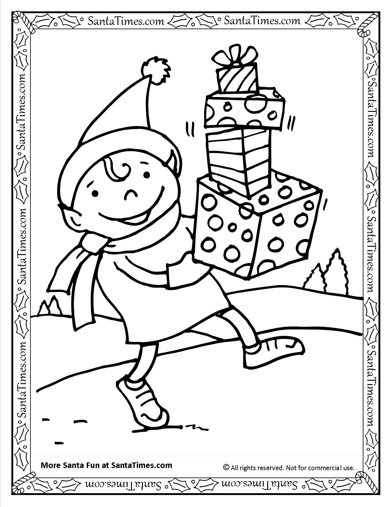 Santas elf printable coloring page