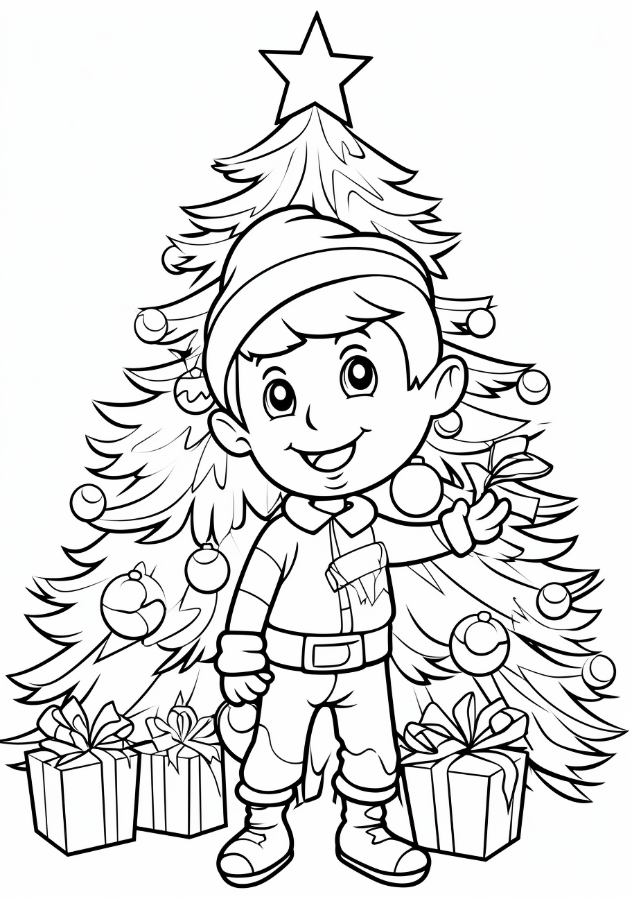 Elf themed christmas coloring s