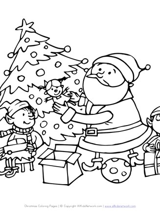 Santa and elves coloring page all kids network