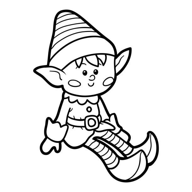 Coloring book for children elf stock illustration