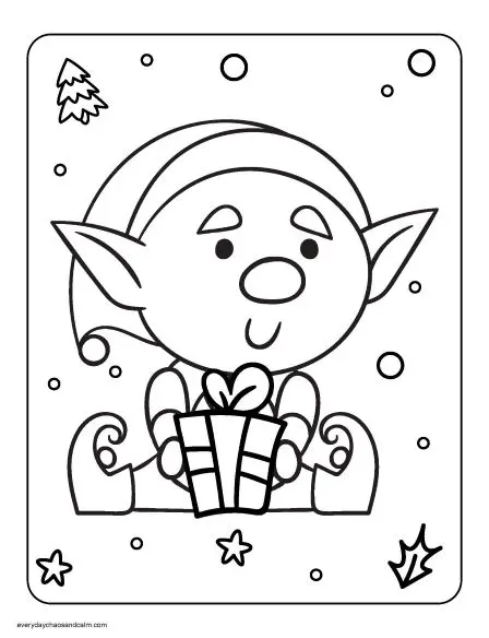 Christmas elf coloring pages for kids free pdf download