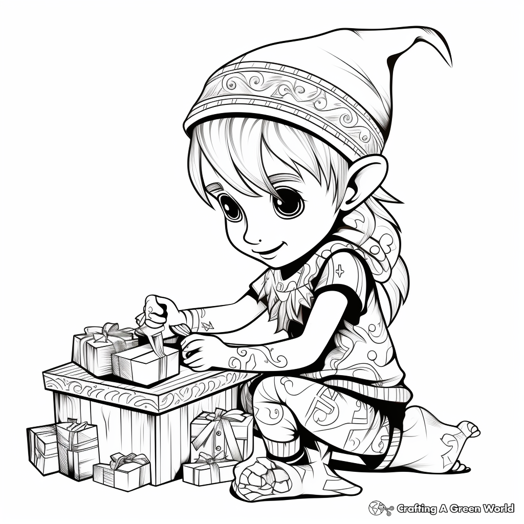 Santas elf coloring pages