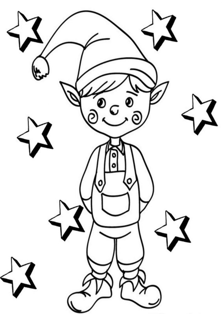 Free easy to print elf coloring pages