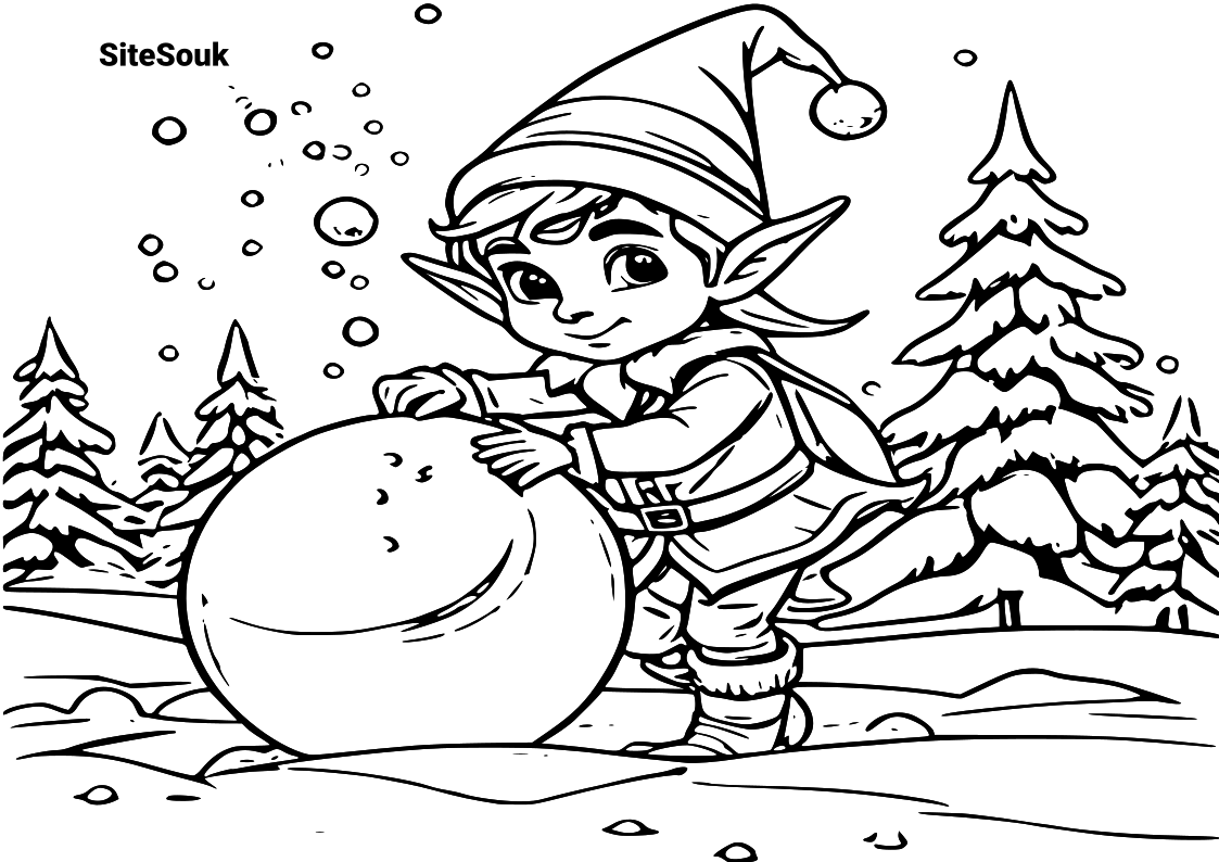 Free download of christmas elf coloring pages for kids