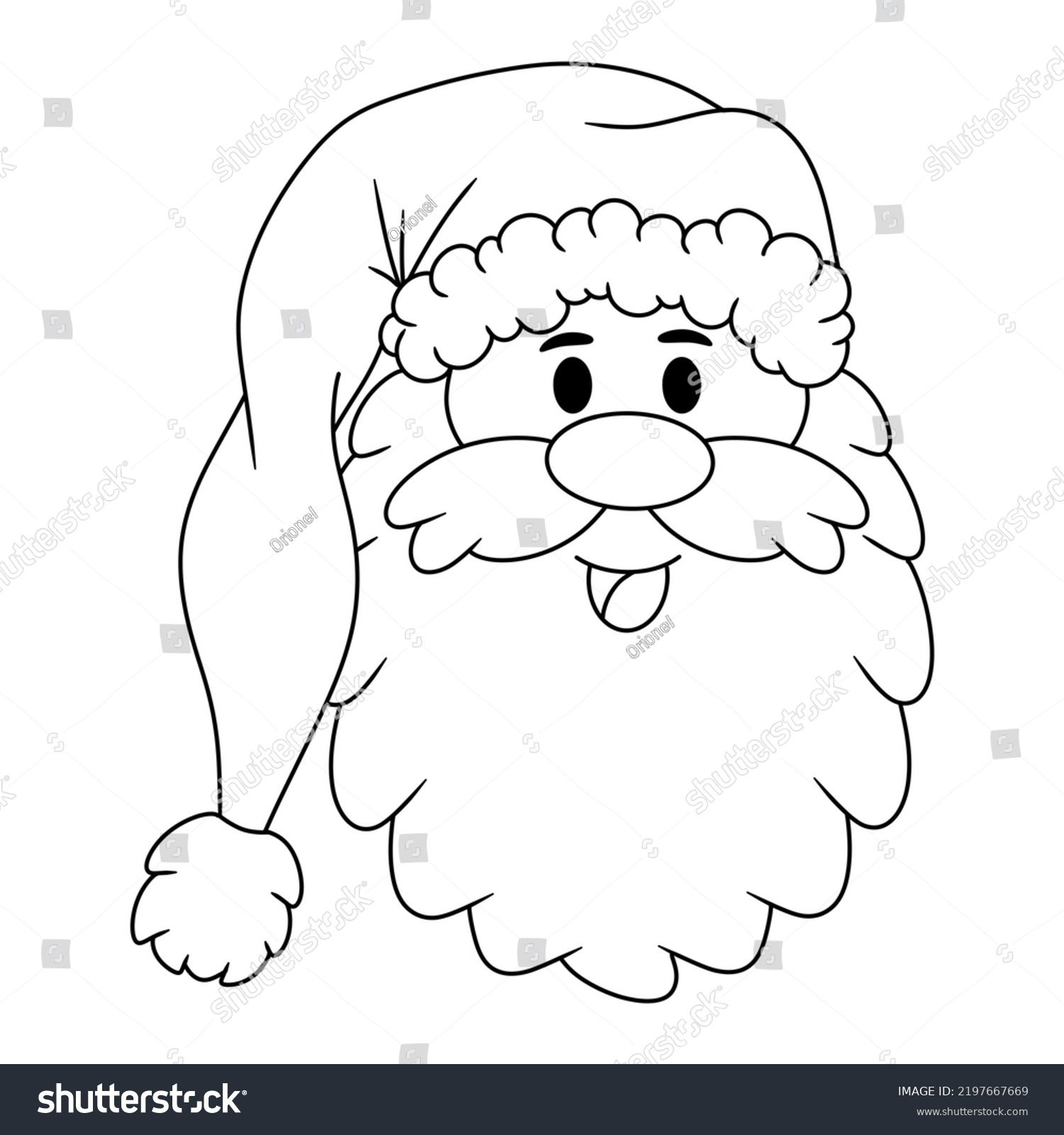 Coloring page outline santa cute smiley stock illustration