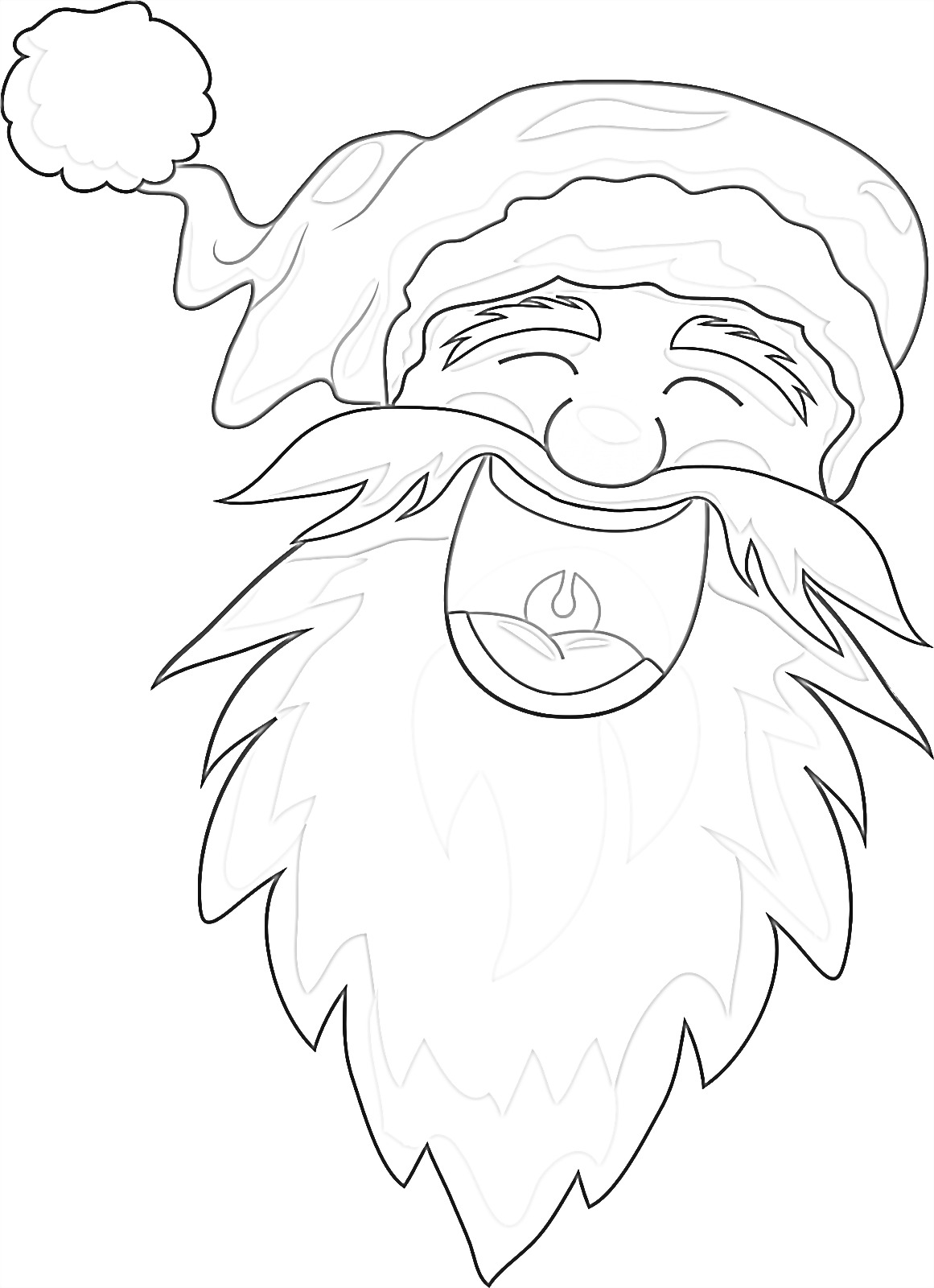 Laughing santa claus coloring page