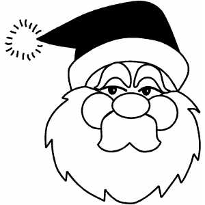 Thinking santa face coloring page