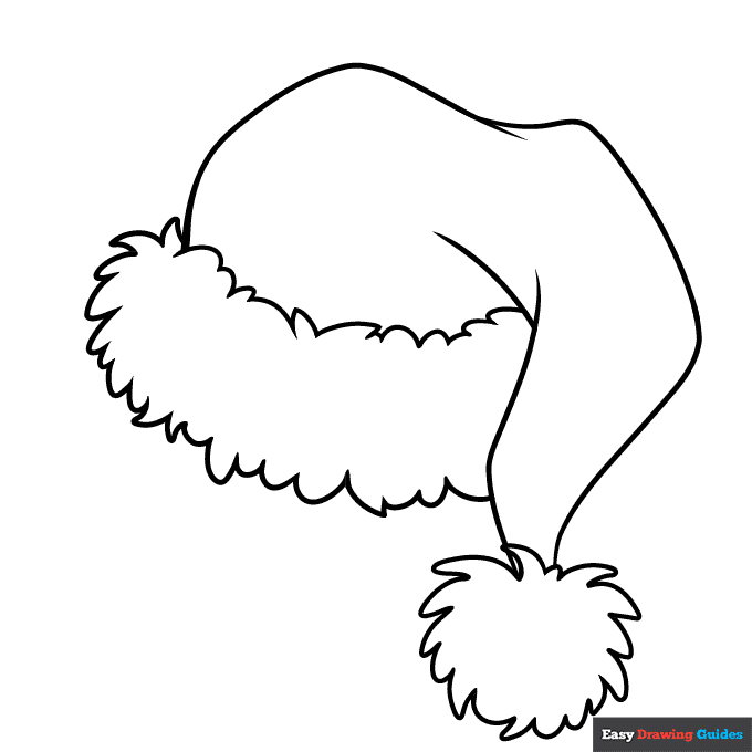 Santa hat coloring page easy drawing guides