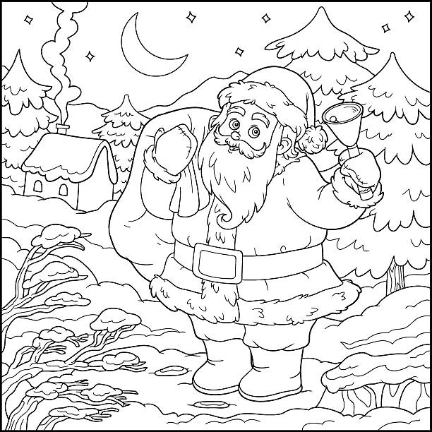 Santa hat coloring page pictures stock illustrations royalty