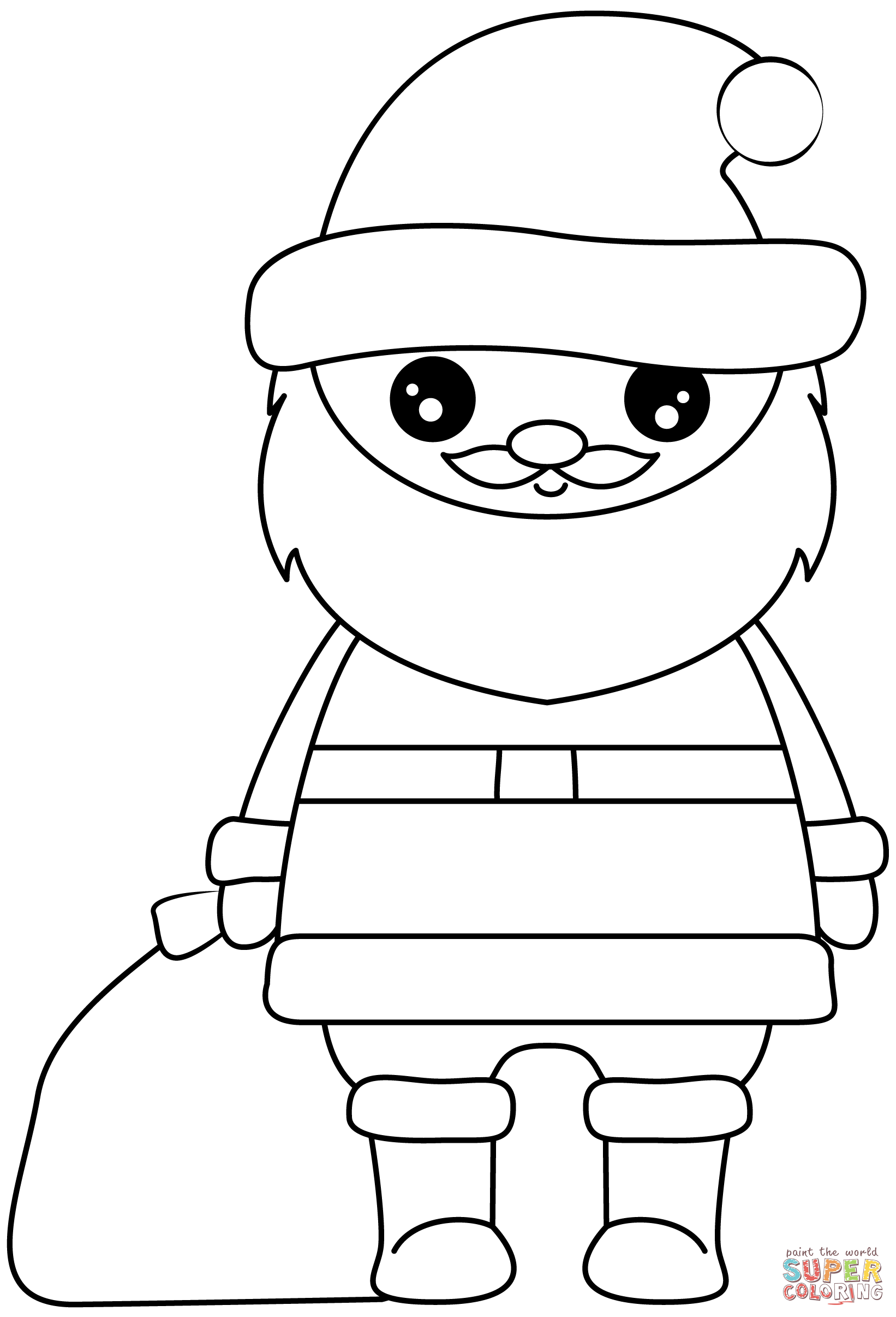 Kawaii santa coloring page free printable coloring pages