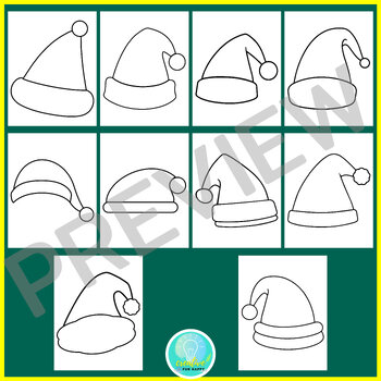 Santa hat template outlines christmas name craft santa hat coloring pages pdf