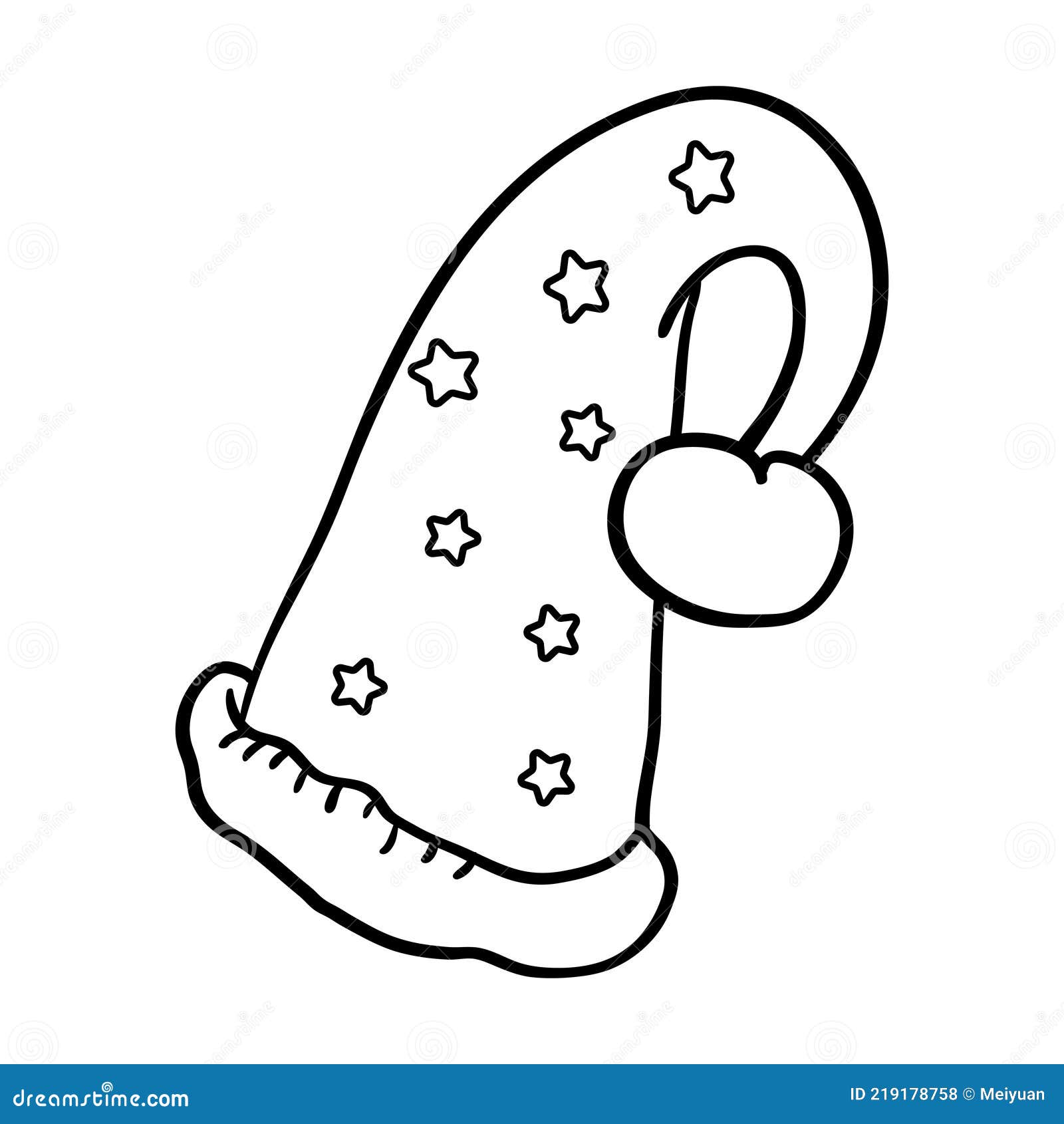 Blue fur cap symbol of magic new years holiday christmas coloring page or book antistress hobby