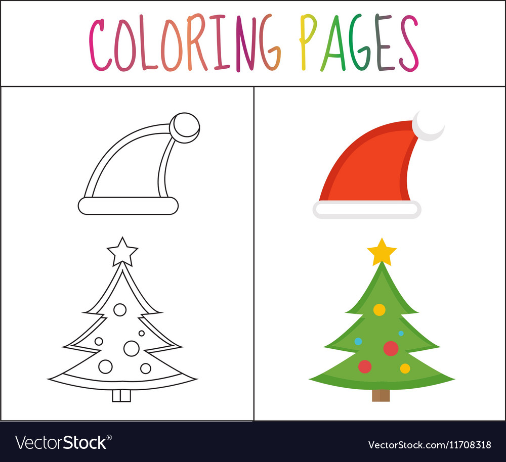 Coloring book page christmas santa hats royalty free vector