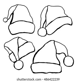 Outlined santa hats stock vector royalty free