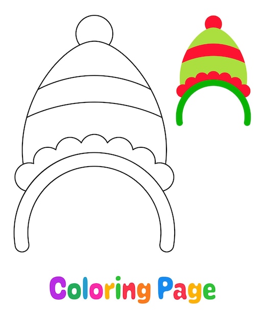 Premium vector coloring page with christmas hat headband for kids