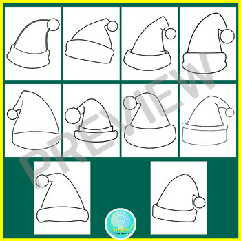 Santa hat template outlines christmas name craft santa hat coloring pages pdf