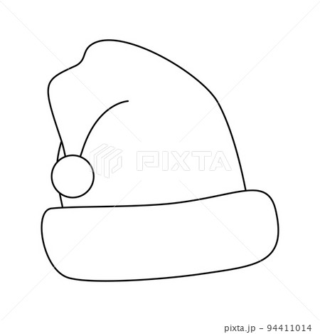 Coloring page with santa hat for kidsãããããç æ