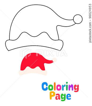 Coloring page with elf hat for kids