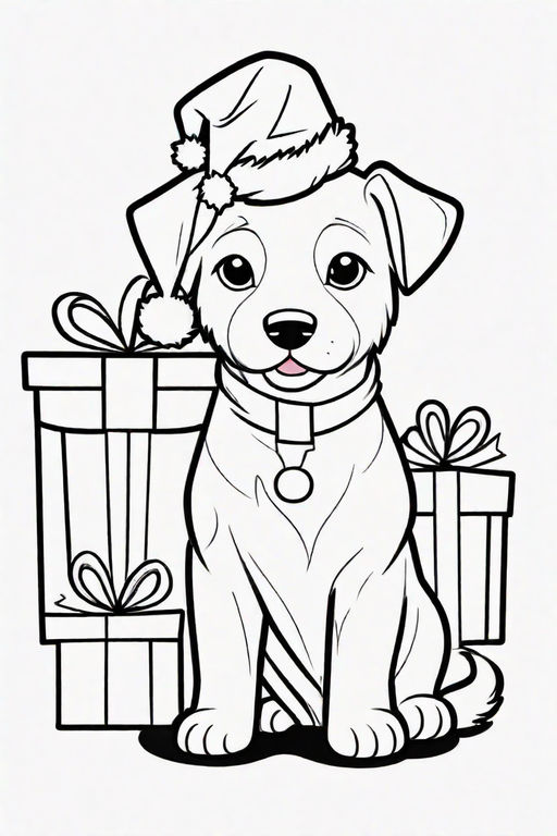 Cute christmas animal coloring page illustration